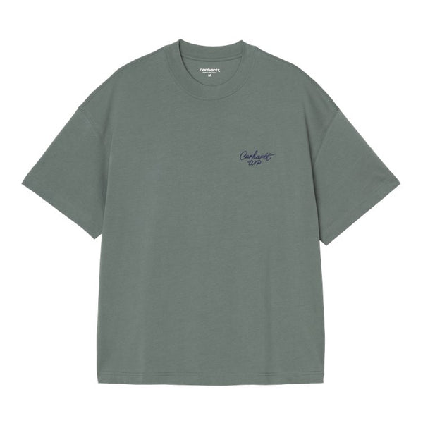 Carhartt Wip S/S Signature Script T-Shirt - Silver Pine / Jupiter